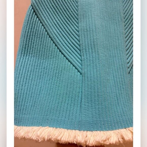 NWT PHILLIP LIM trapunto sky blue ribbed high waisted corded frill mini skirt 2 - Picture 9 of 10